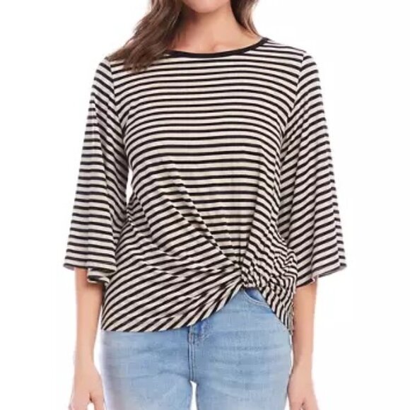 KAREN KANE Striped Flare Sleeve Pick Up Top - Picture 1 of 11